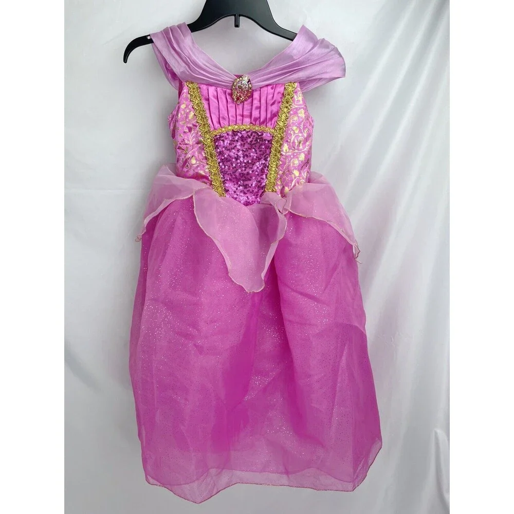 Disney Store Parks Girls 7/8 Princess Aurora Sleeping Beauty Pink‎ Costume Dress